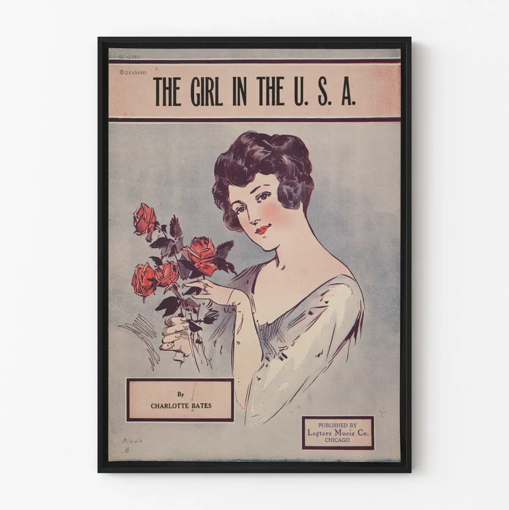 Vintagejuliste ' Girl U.S..' - Charlotte Batesin piirros