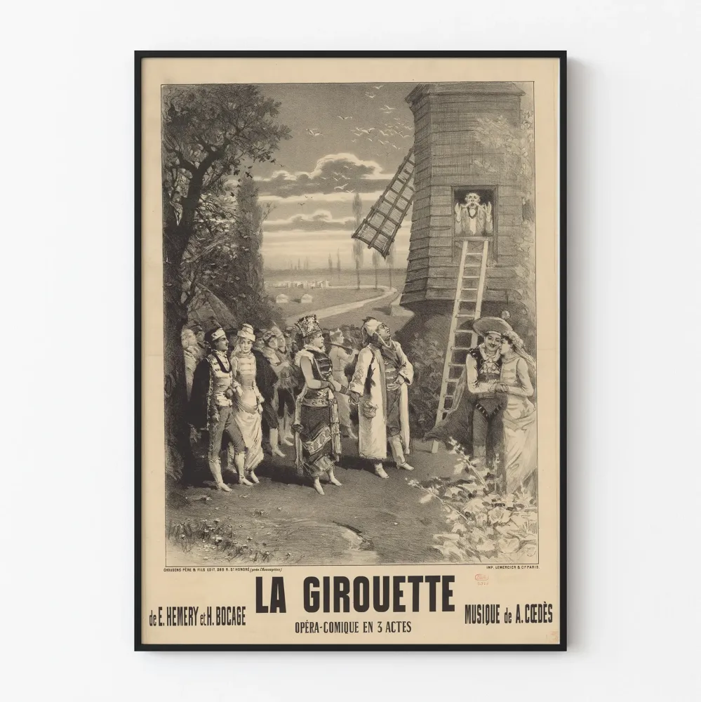 Vintagejuliste La Girouette - Opéra-Comique kolmessa näytöksessä