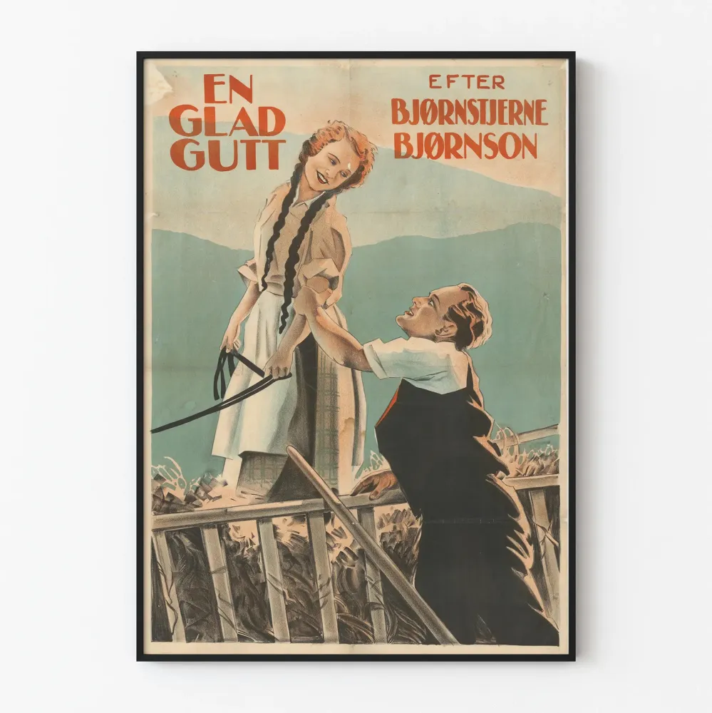 Vintagejuliste En Glad Gutt – Skandinaavinen retroseinäkoristelu