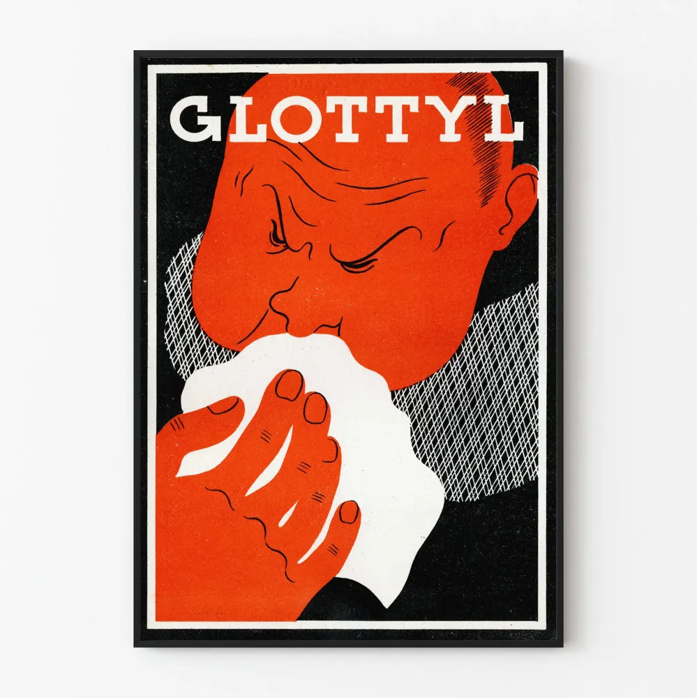 Vintagejuliste Glottyl - Retro mainoskuvitus