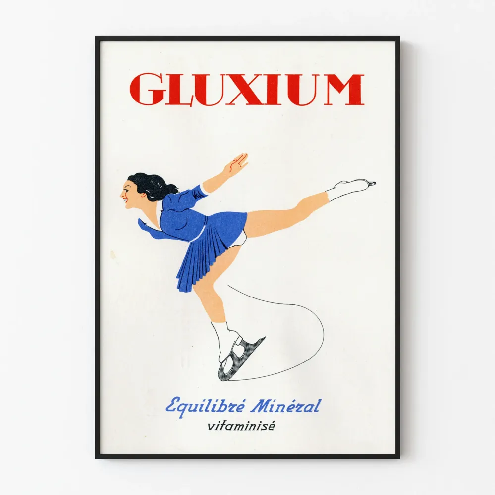 Vintagejuliste Gluxium - Taiteellinen luistelu ja mineraalinen tasapaino