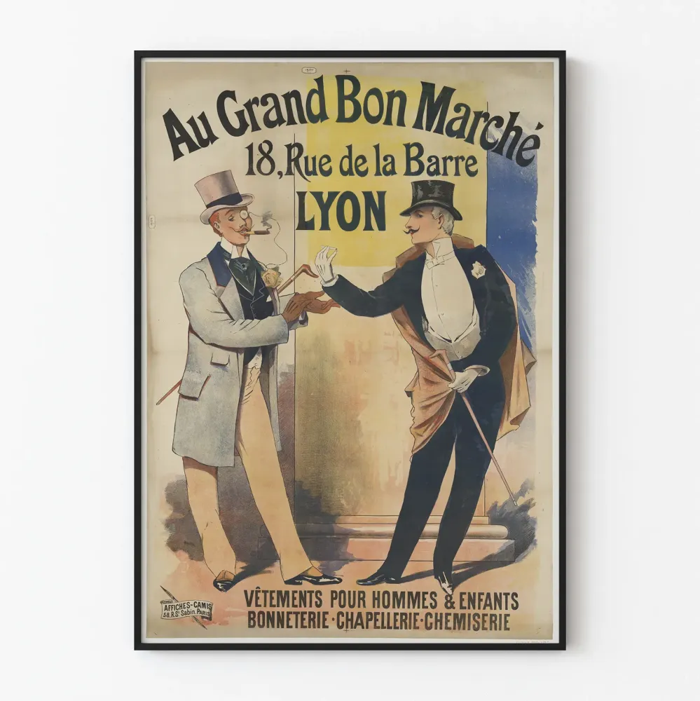 Vintagejuliste Au Grand Bon Marché Lyon - Miesten sisustustarra seinäkoriste