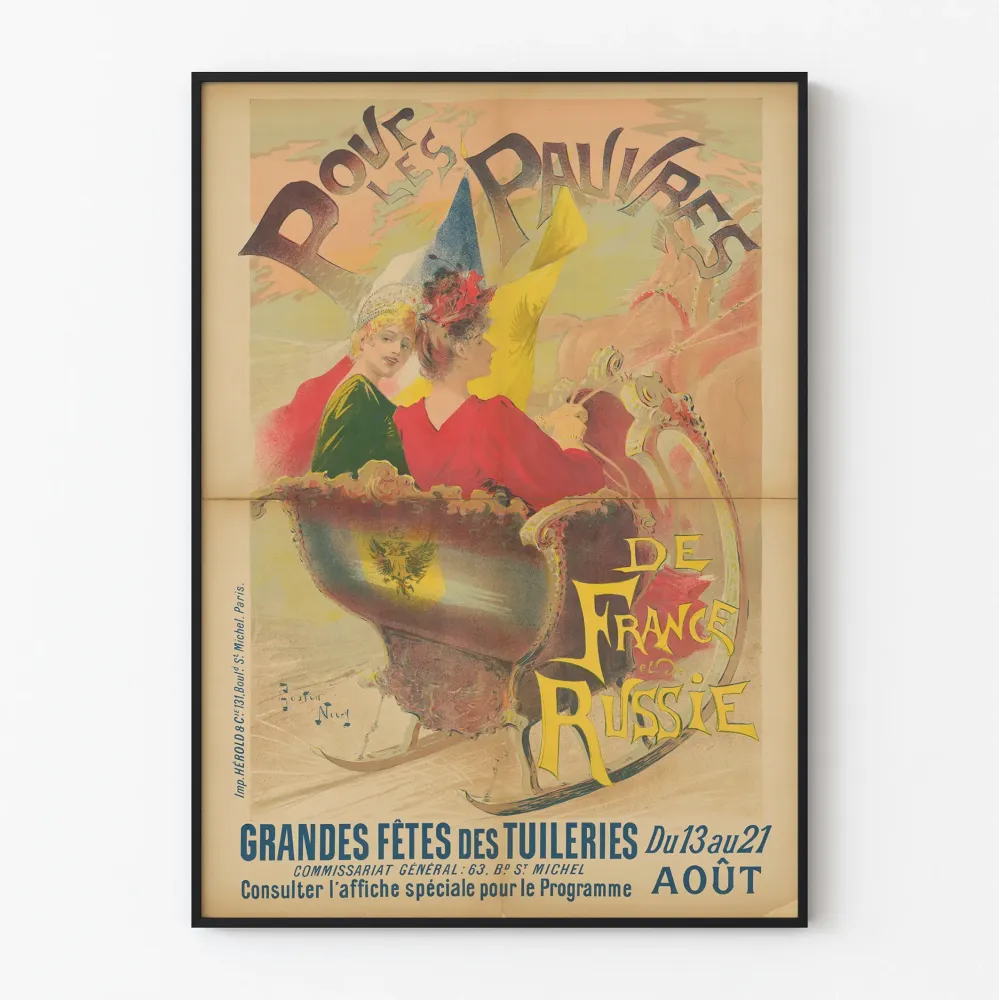 Vintagejuliste Grandes Fêtes des Tuileries - Ranskasta ja Venäjältä köyhille