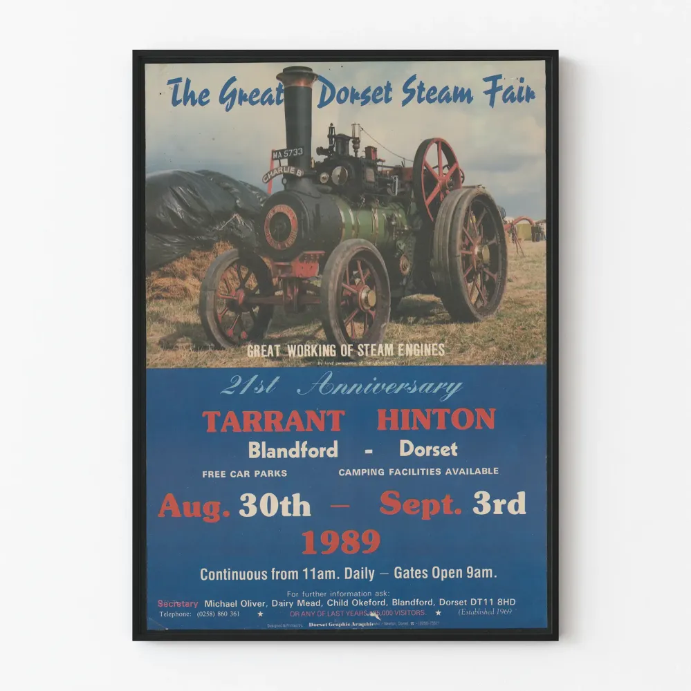 Vintagejuliste Great Dorset Steam Fair 1989 - Retroseinäkkeistotaulu