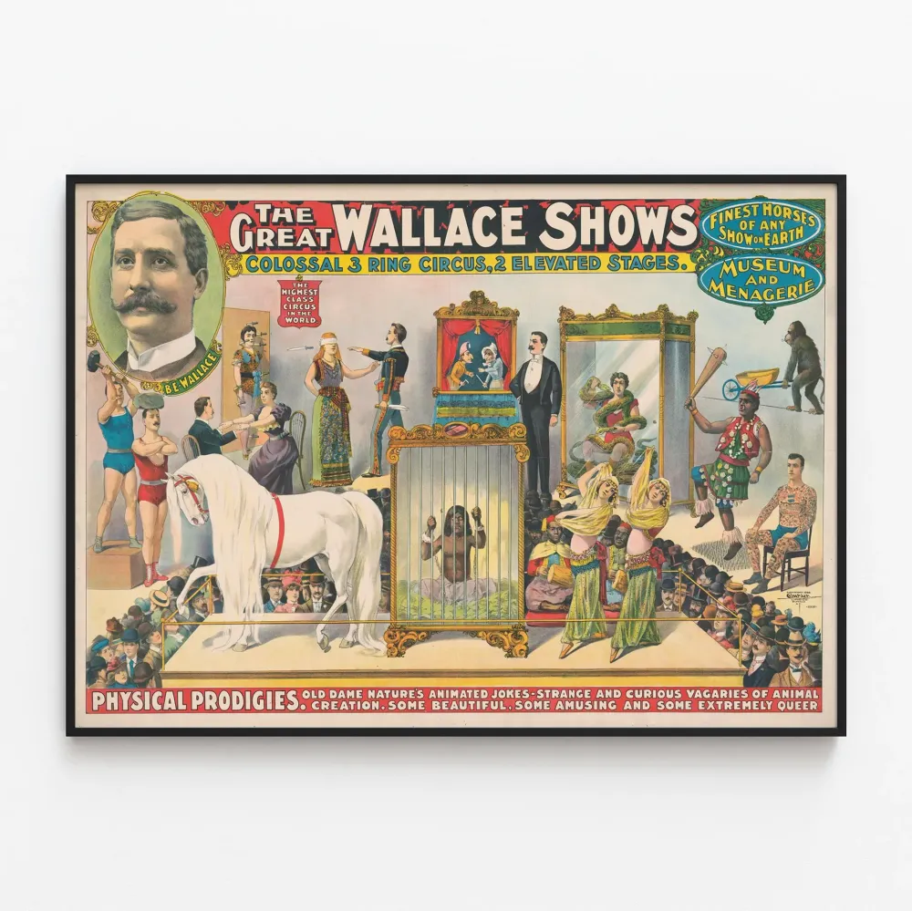 Vintagejuliste Great Wallace Shows – Elokuvan ja sirkuksen seinäkoristelu