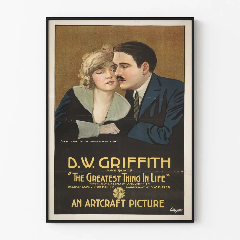Vintagejuliste D.W. Griffith - Elämän Suurin Asia