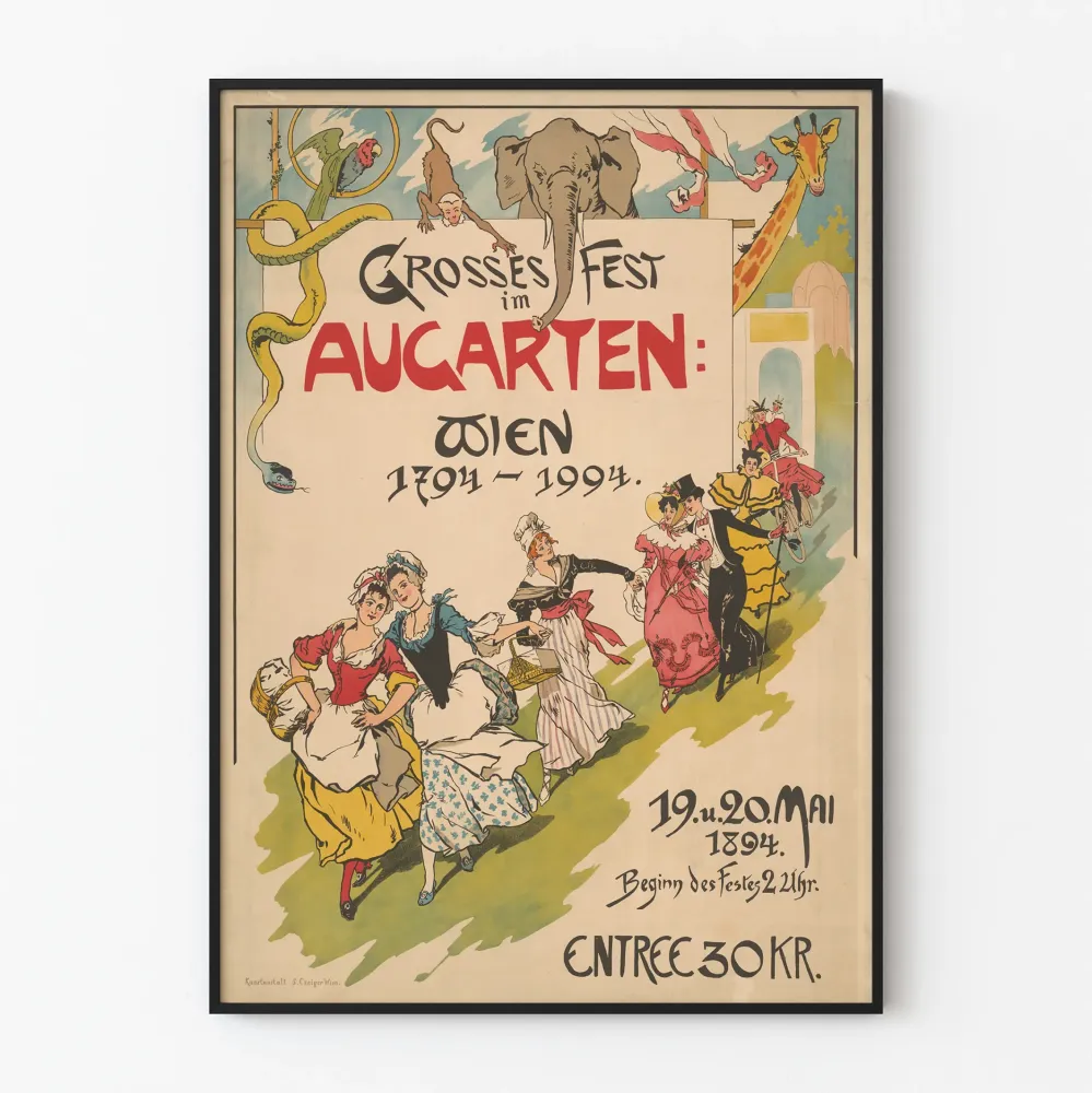 Vintagejuliste Grosses Fest Augarten Wien 1894