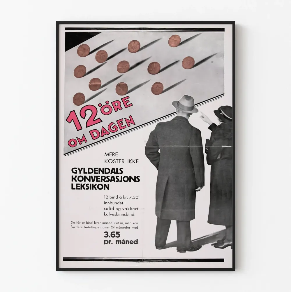 Vintagejuliste Gyldendals Konversasjonsleksikon seinäkoriste