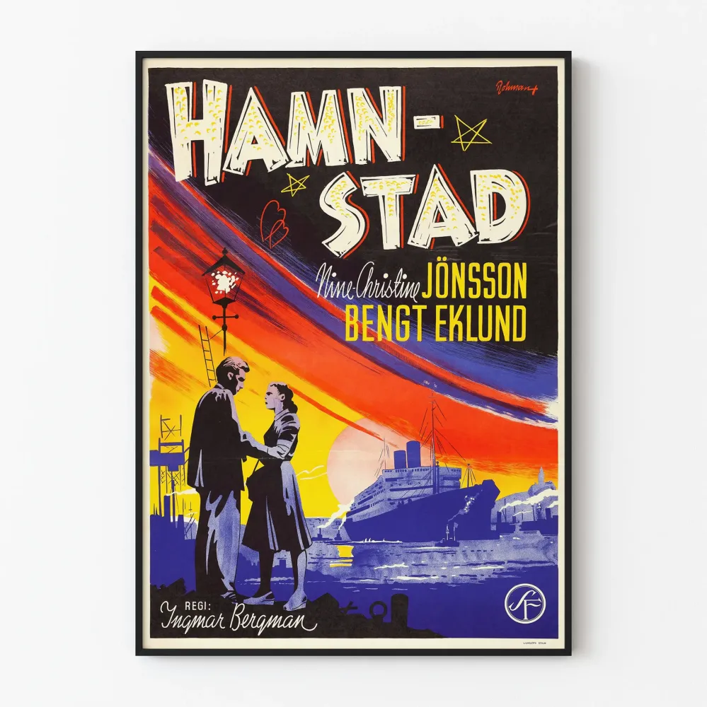 Vintagejuliste Hamnstad - Retroelokuvateatterin seinäkoristelu