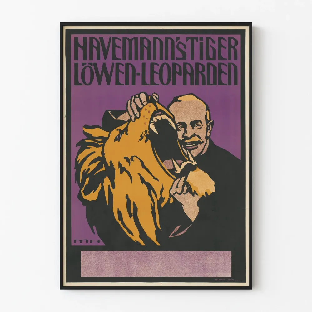 Vintagejuliste Havemann’s Tiger Löwen Leoparden - Eläinaiheinen seinäkoriste
