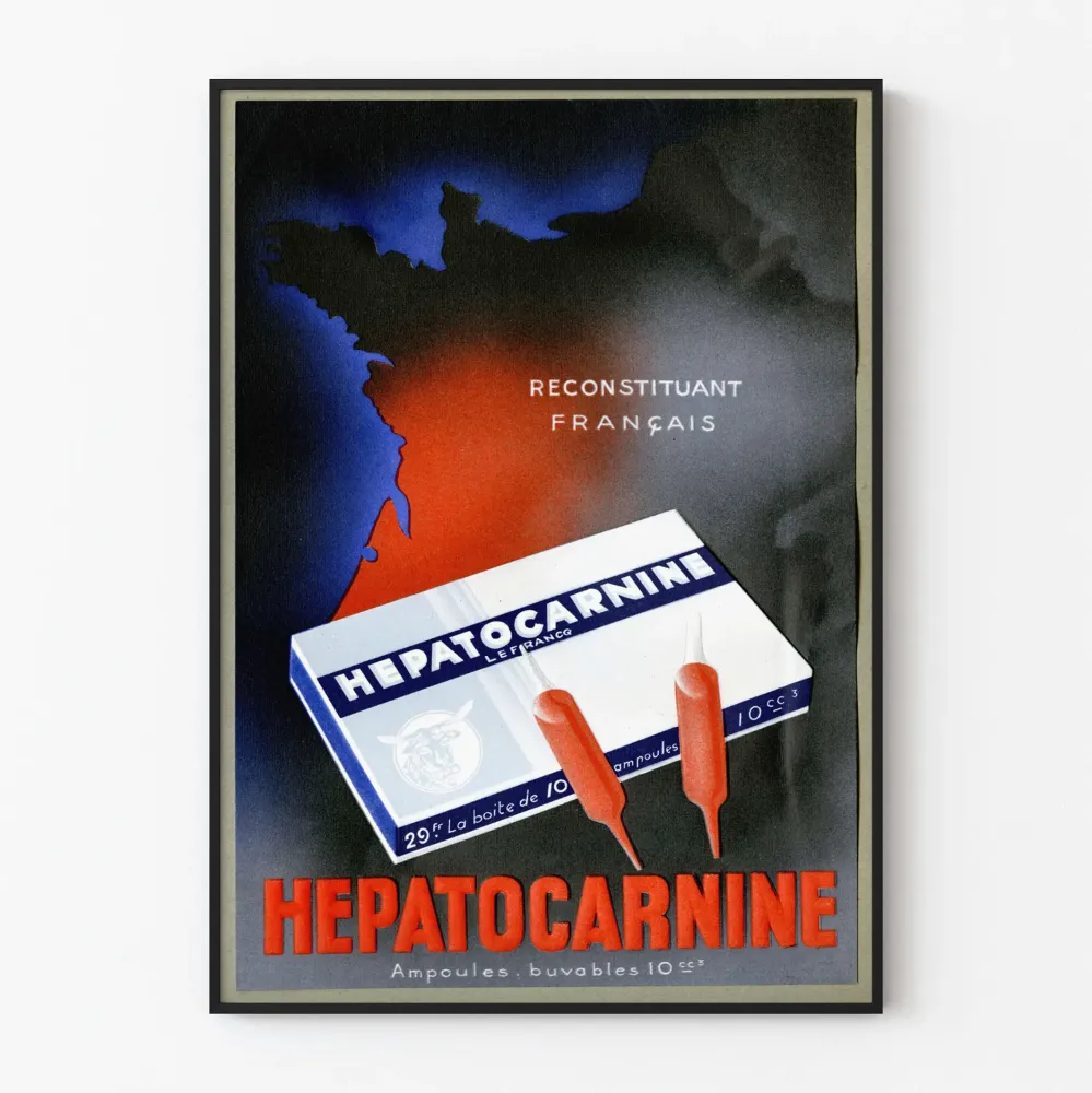 Vintagejuliste HEPATOCARNINE - Retro lääketieteellinen seinäkoristelu
