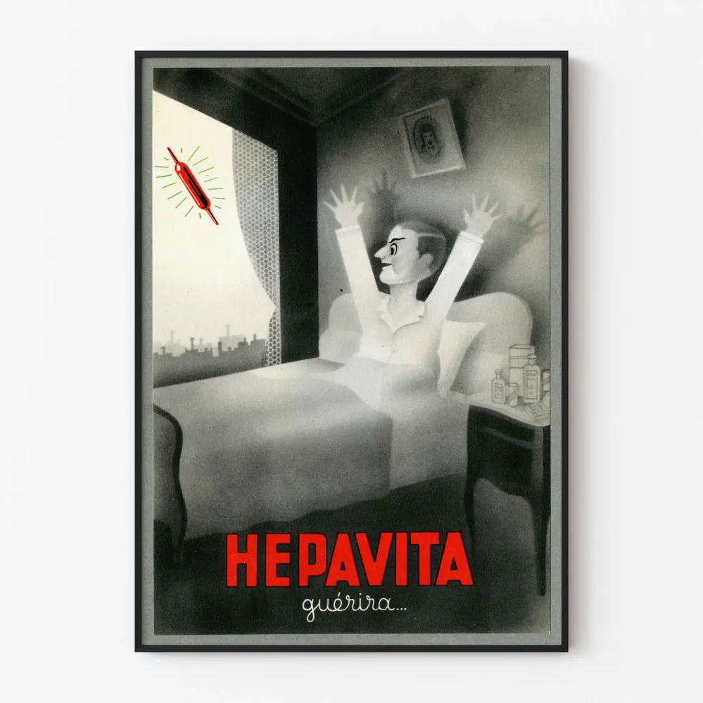 Vintagejuliste Hepavita paranee - Retro terveysseinäkäsittely