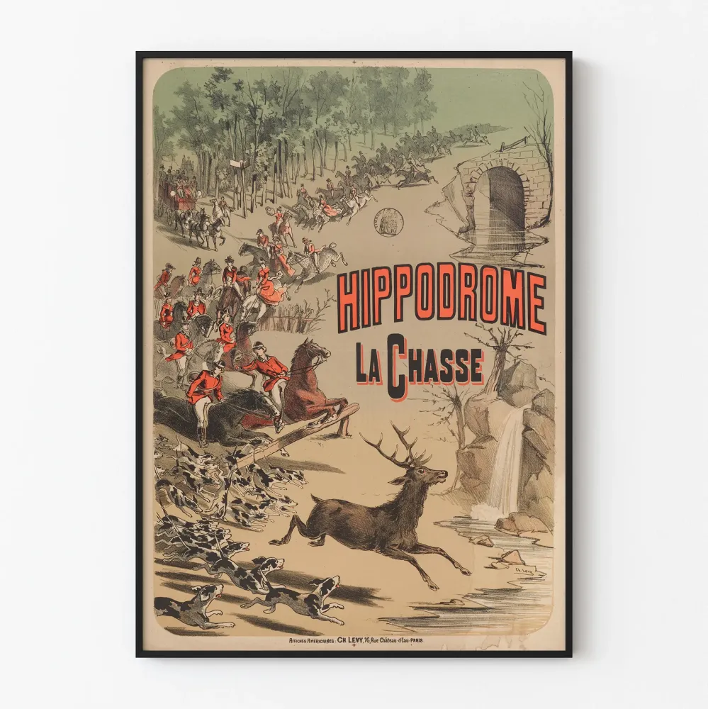 Vintagejuliste Hippodrome La Chasse - Ratsastustyylinen seinäkoristelu
