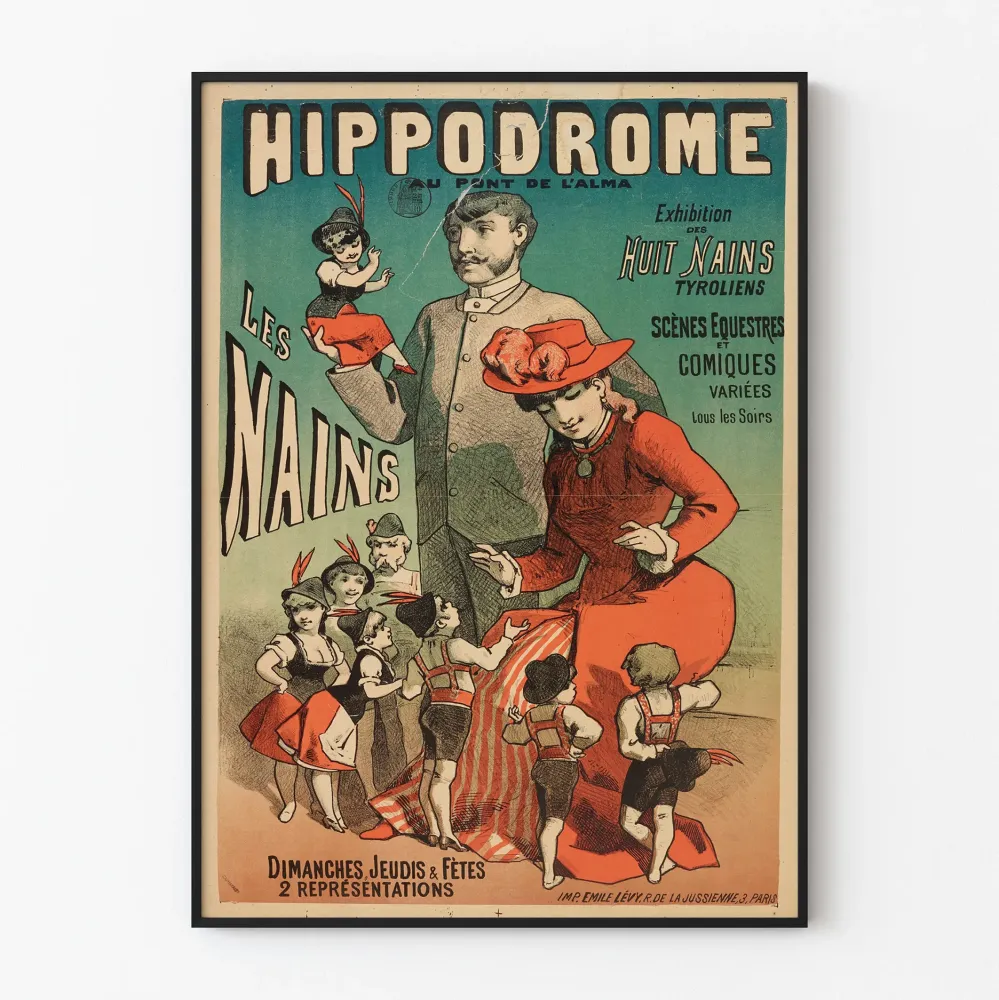 Vintagejuliste Hippodrome Pont de l'Alma - Tyrolilaisten kahdeksan kääpiön näyttely