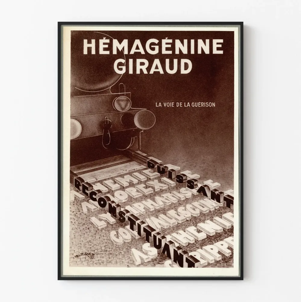 Vintagejuliste Hémagéine Giraud - Lääketieteellinen seinäkoristelu