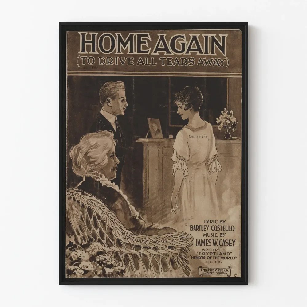 Vintagejuliste Home Again - Retroseinustakaluste