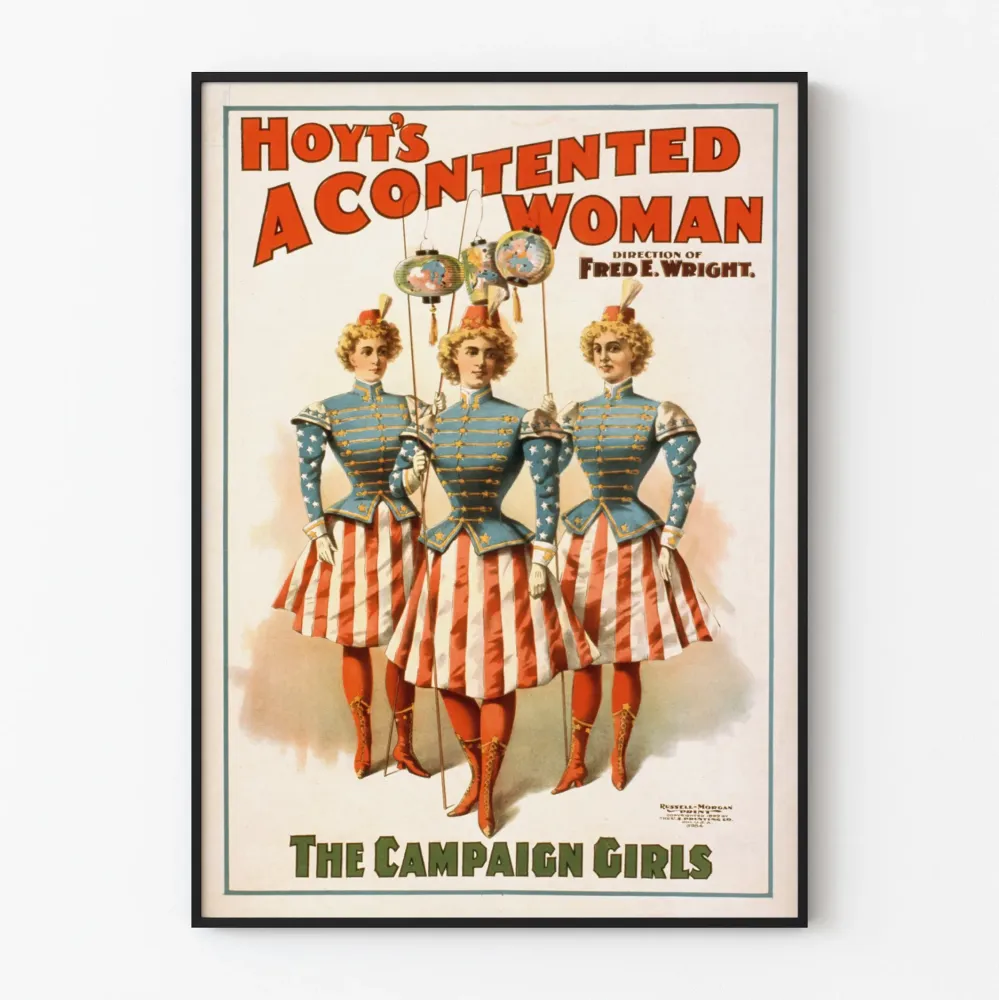 Vintagejuliste Hoyt's Contented Woman - Retropatriotinen seinäkoristelu