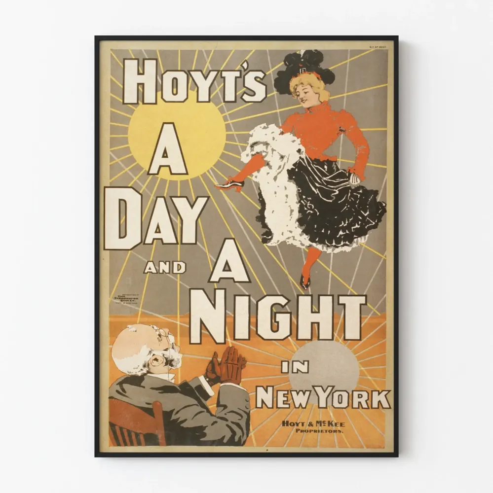 Vintagejuliste 'Hoyt's Day and Night New York' seinäkoristetta varten