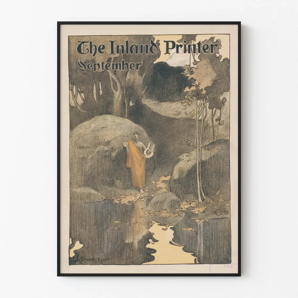 Vintagejuliste Inland Printer syyskuulta seinäkoristukseen
