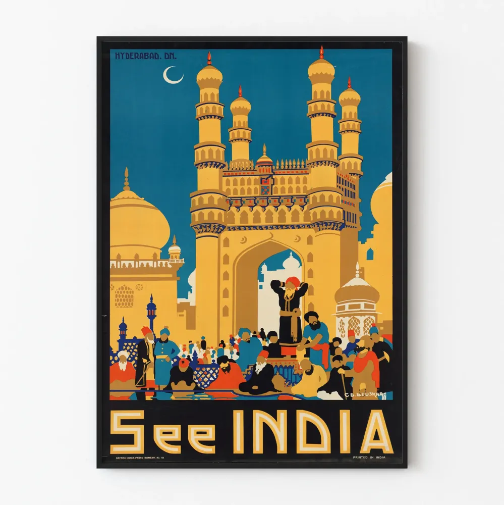 Vintagejuliste Näe Intia - Hyderabadin Charminar-porte