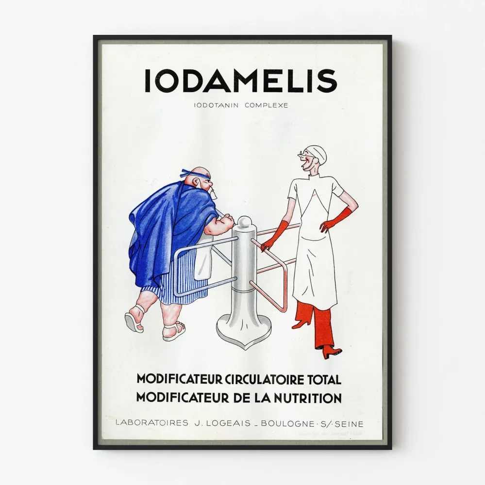 Vintagejuliste Iodamelis koristeellinen seinälle terveyteen ja ravitsemukseen