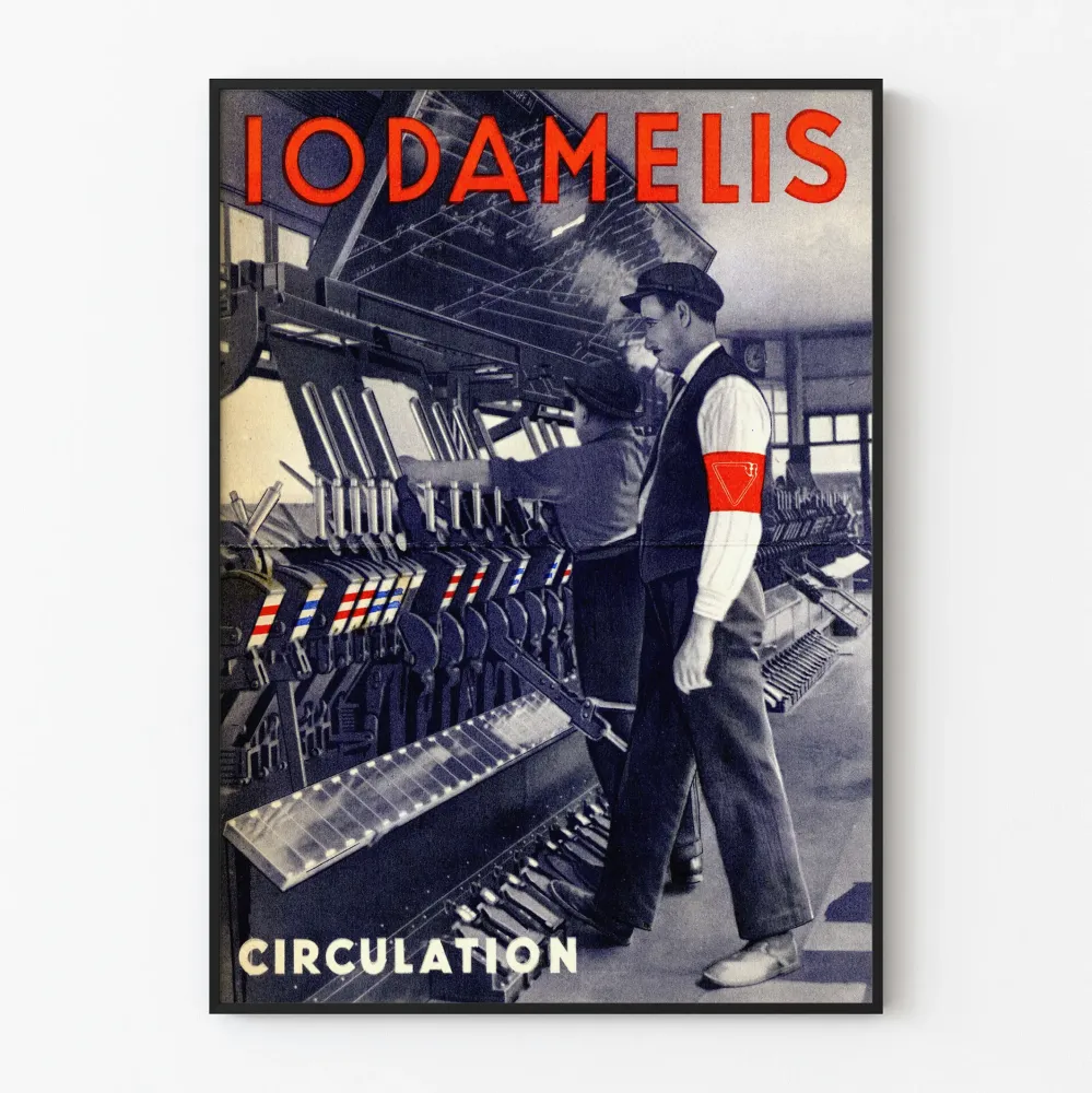 Vintagejuliste Iodamelis Tekstiiliteollisuuden liikenne