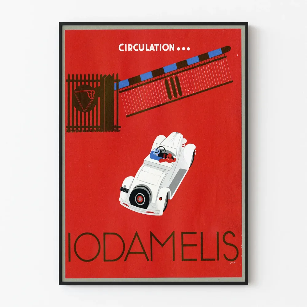Vintagejuliste Iodamelis Vanha auto liikenne