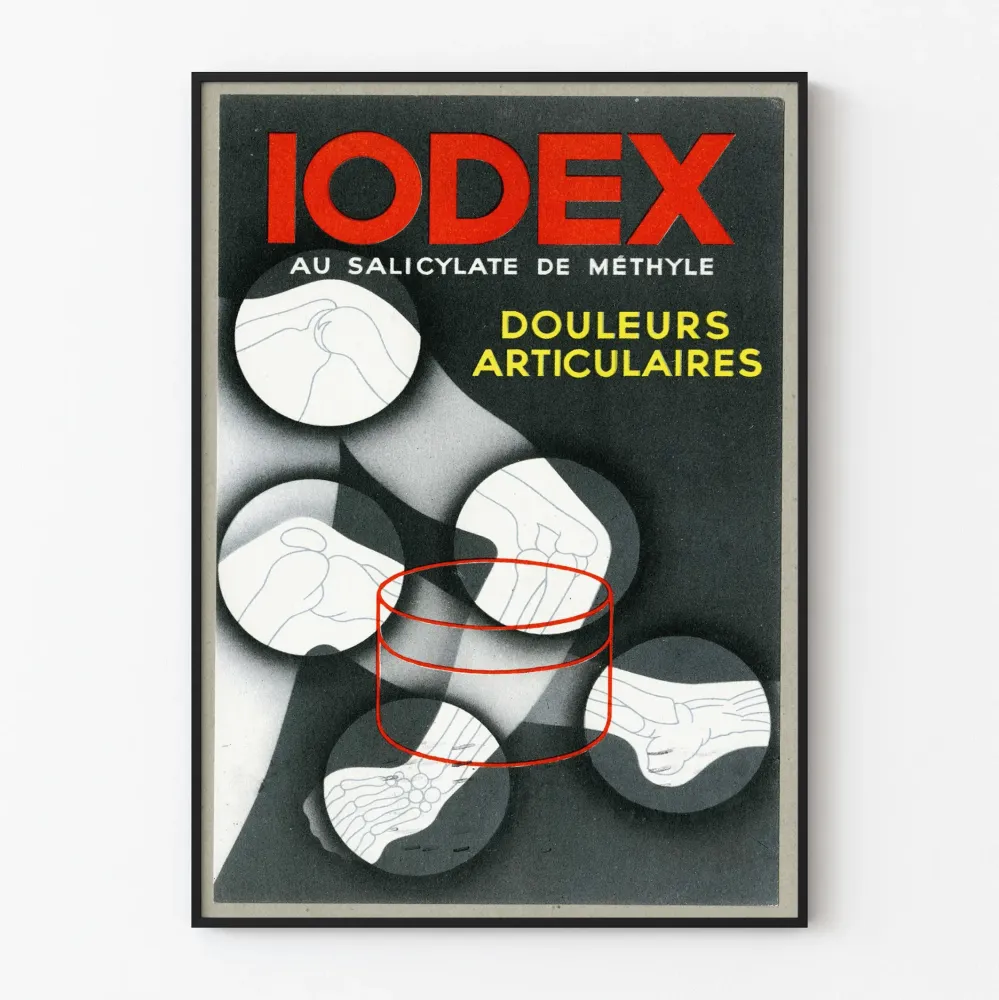 Vintagejuliste IODEX nivelkipuihin