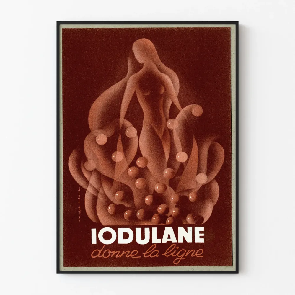 Vintagejuliste Iodulane antaa linjan seinäkoristeena