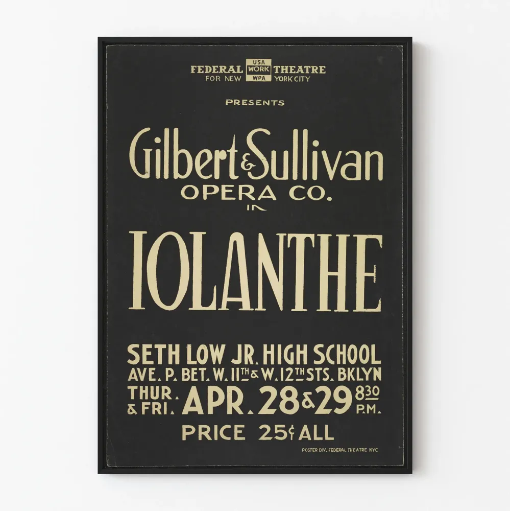 Vintagejuliste Iolanthe - Teatterin seinäkoristelu klassista taidetta