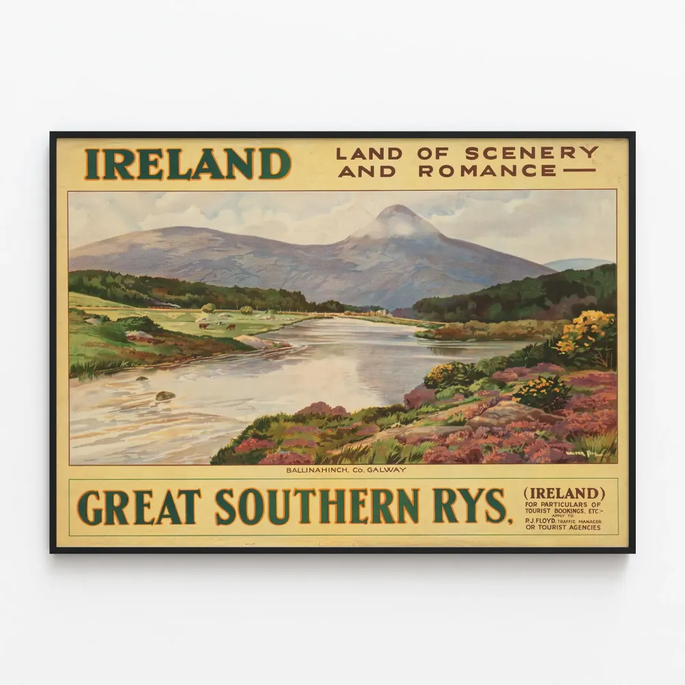 Vintagejuliste Irlanti maisemakuva romanttinen Ballinahinch Galway