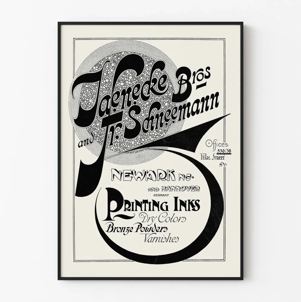 Vintagejuliste Jaenecke Bros & Fr. Schneemann vaikutelma ja musteet