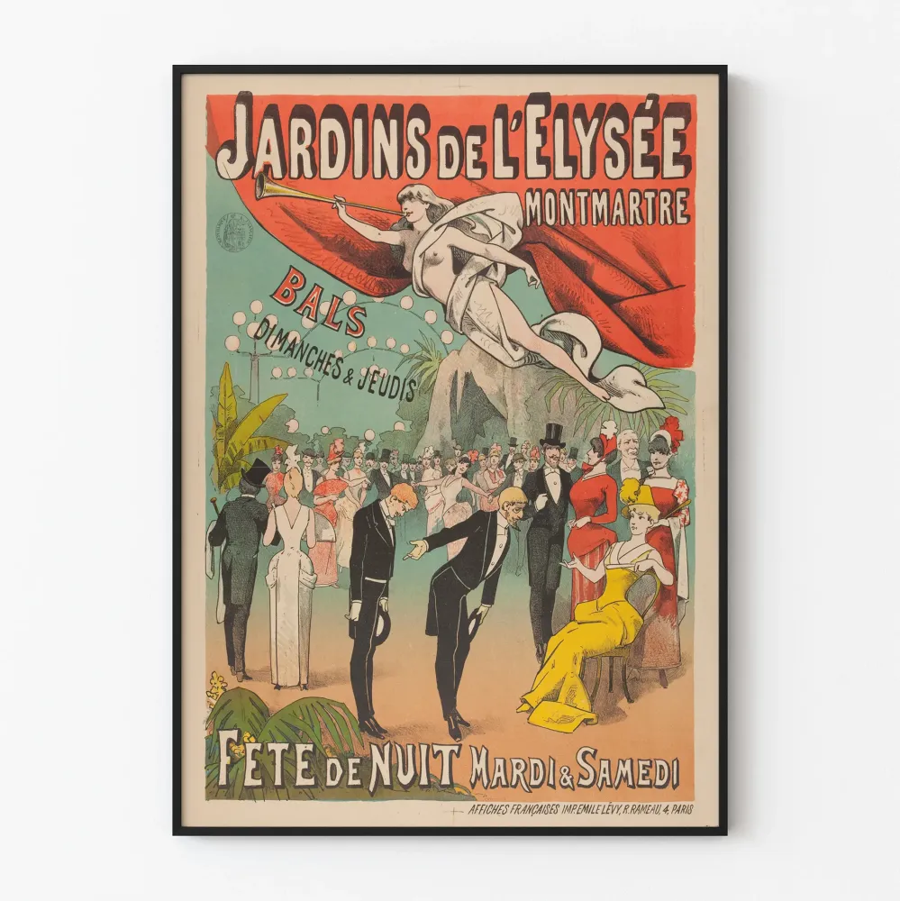 Vintagejuliste Jardins de l'Élysée Montmartre - Bal ja yöjuhlat
