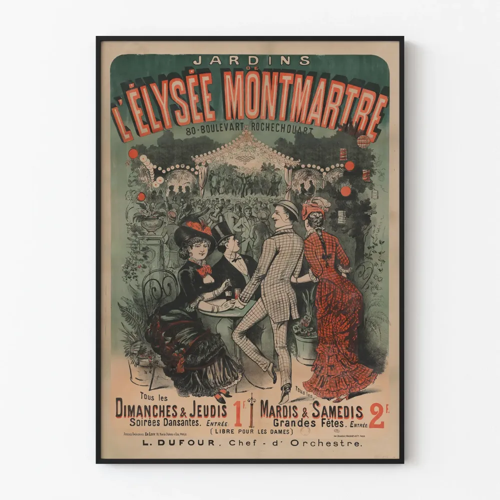 Vintagejuliste Jardins de l'Élysée Montmartre - Tanssiaiset ja suuret juhlat