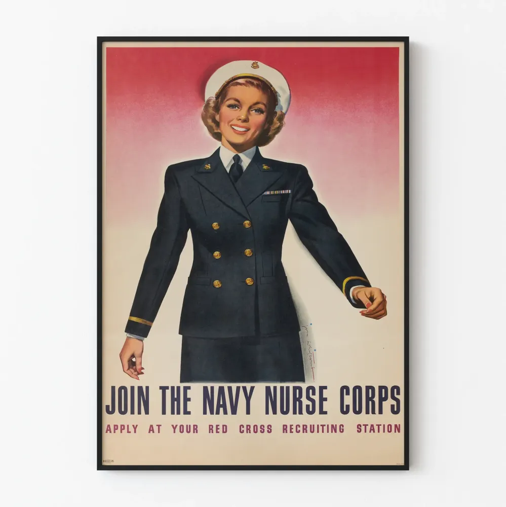 Vintagejuliste Join Navy Nurse Corps - Retroseinäkoriste