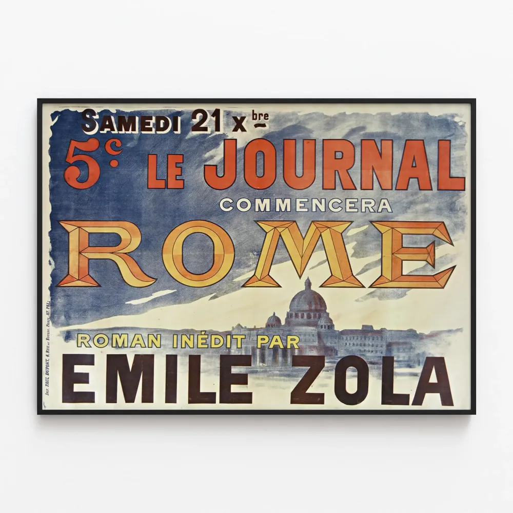 Vintagejuliste Le Journal aloittaa Rooman Emile Zola -teoksesta
