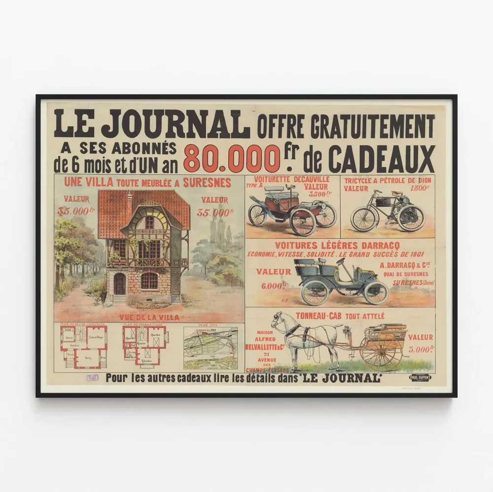 Vintagejuliste Le Journal tarjoaa lahjoja tilaajille