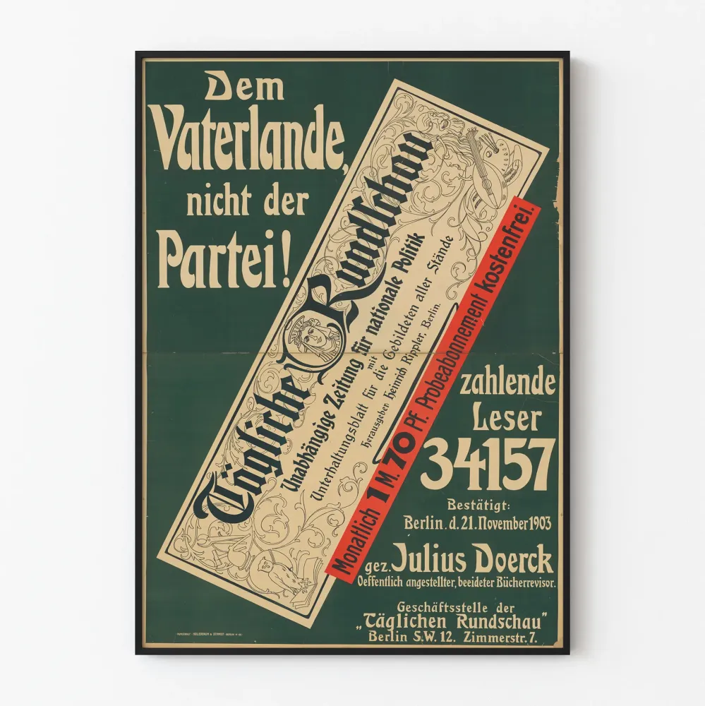 Vintagejuliste Journal Tägliche Rundschau - Saksan retroseinäkaunistus