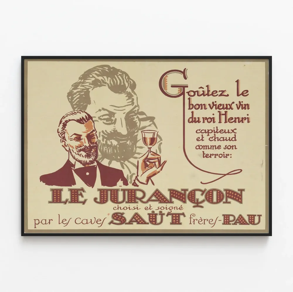 Vintagejuliste Le Jurançon Caves Saut Frèresiltä