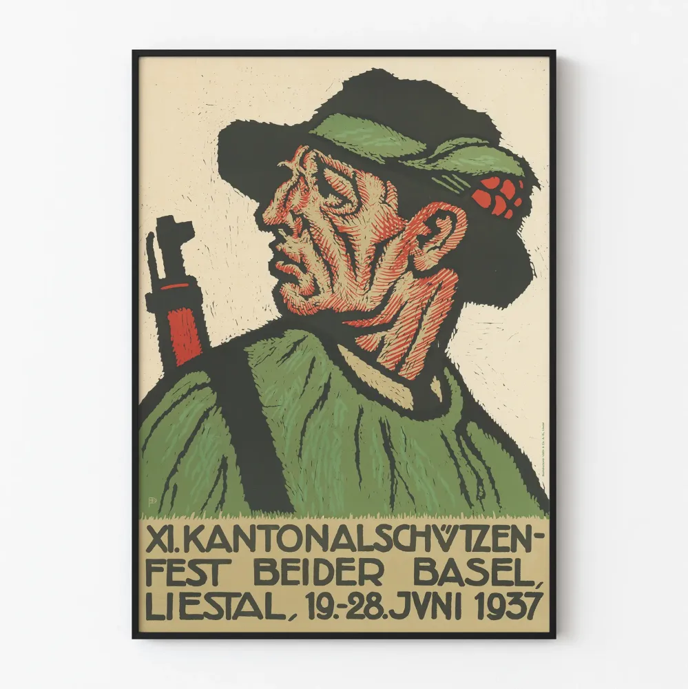 Vintagejuliste XI Kantonilaisesta Ampujajuhlasta Beider Basel 1937