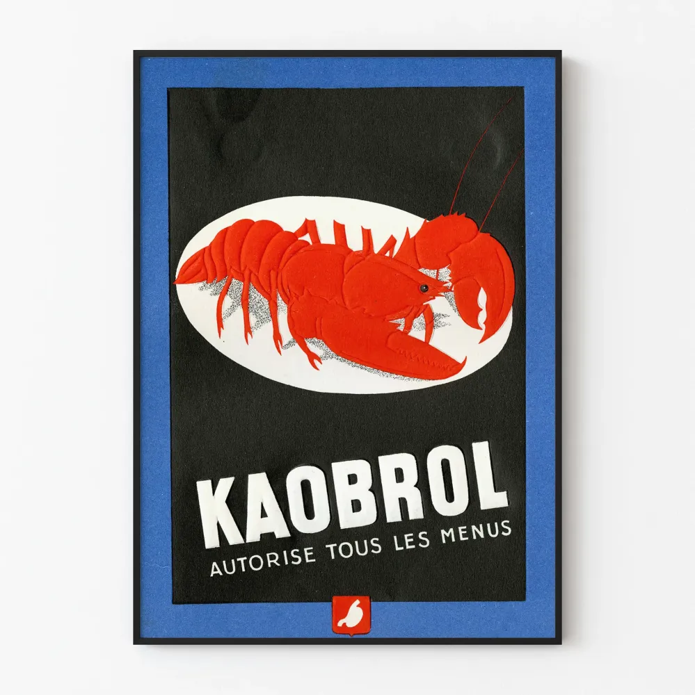 Vintagejuliste Kaobrol - Seinän koriste punaisella hummerilla