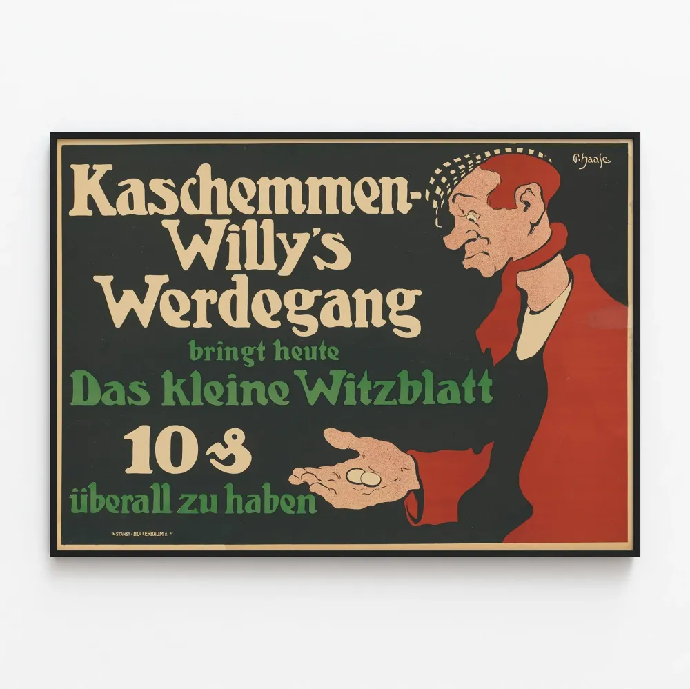 Vintagejuliste Kaschemmen Willy's Werdegang - Saksan retroseinäsisustus