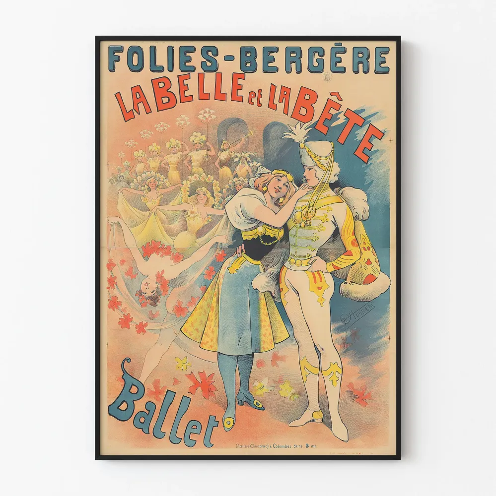 Vintagejuliste Kaunotar ja Pedron - Folies Bergère - Juliste sisustustarkoituksiin teatterin seinälle