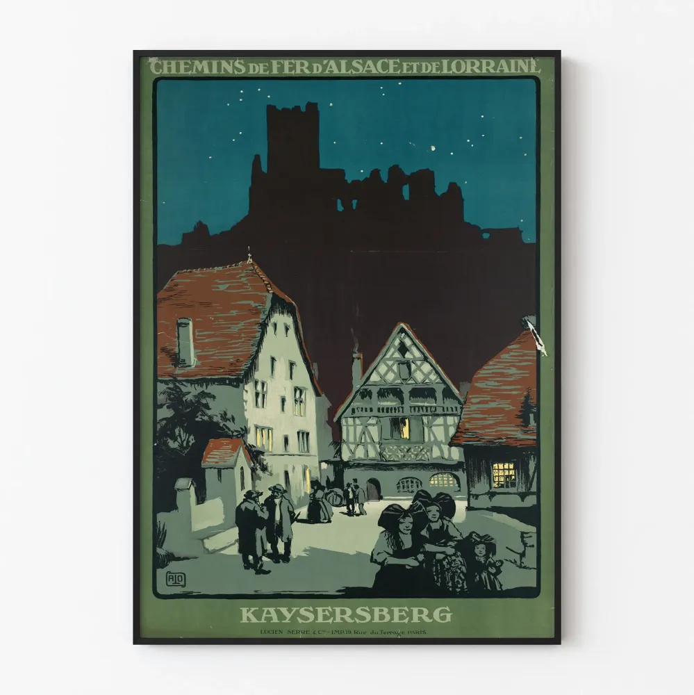 Vintagejuliste Kaysersberg - Seinäsisustus Alsacen ja Lothringenin rautateistä
