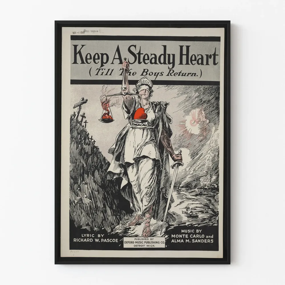 Vintagejuliste Keep Steady Heart seinäkoristukseen