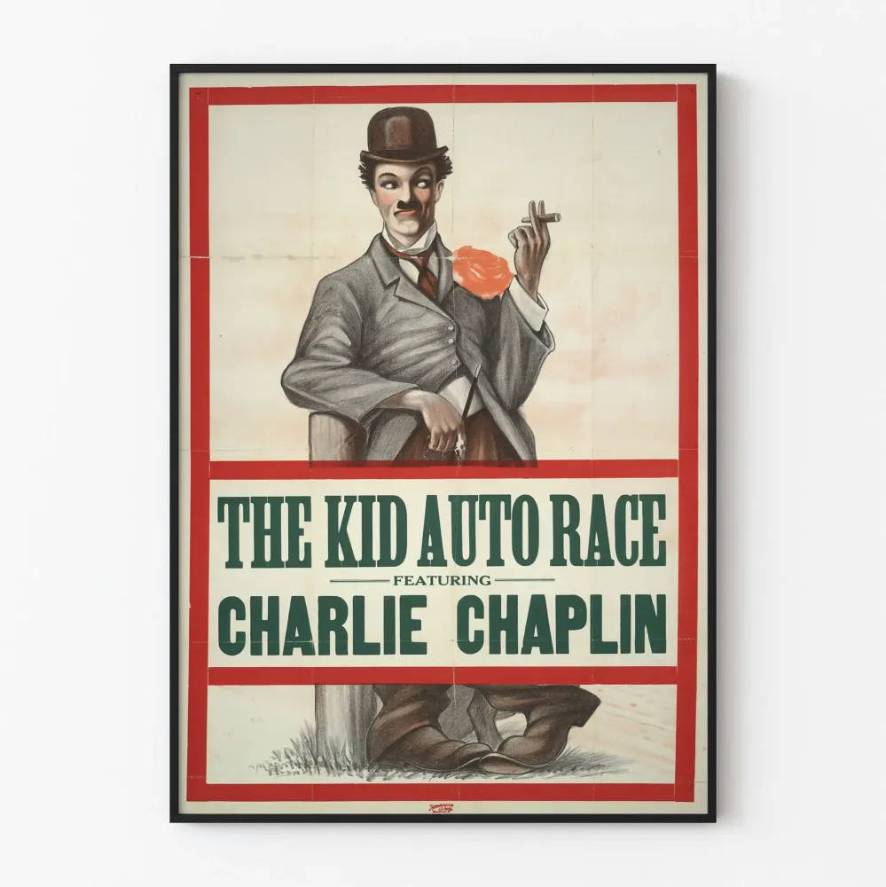 Vintagejuliste Kid Auto Race Charlien Chaplinin kanssa