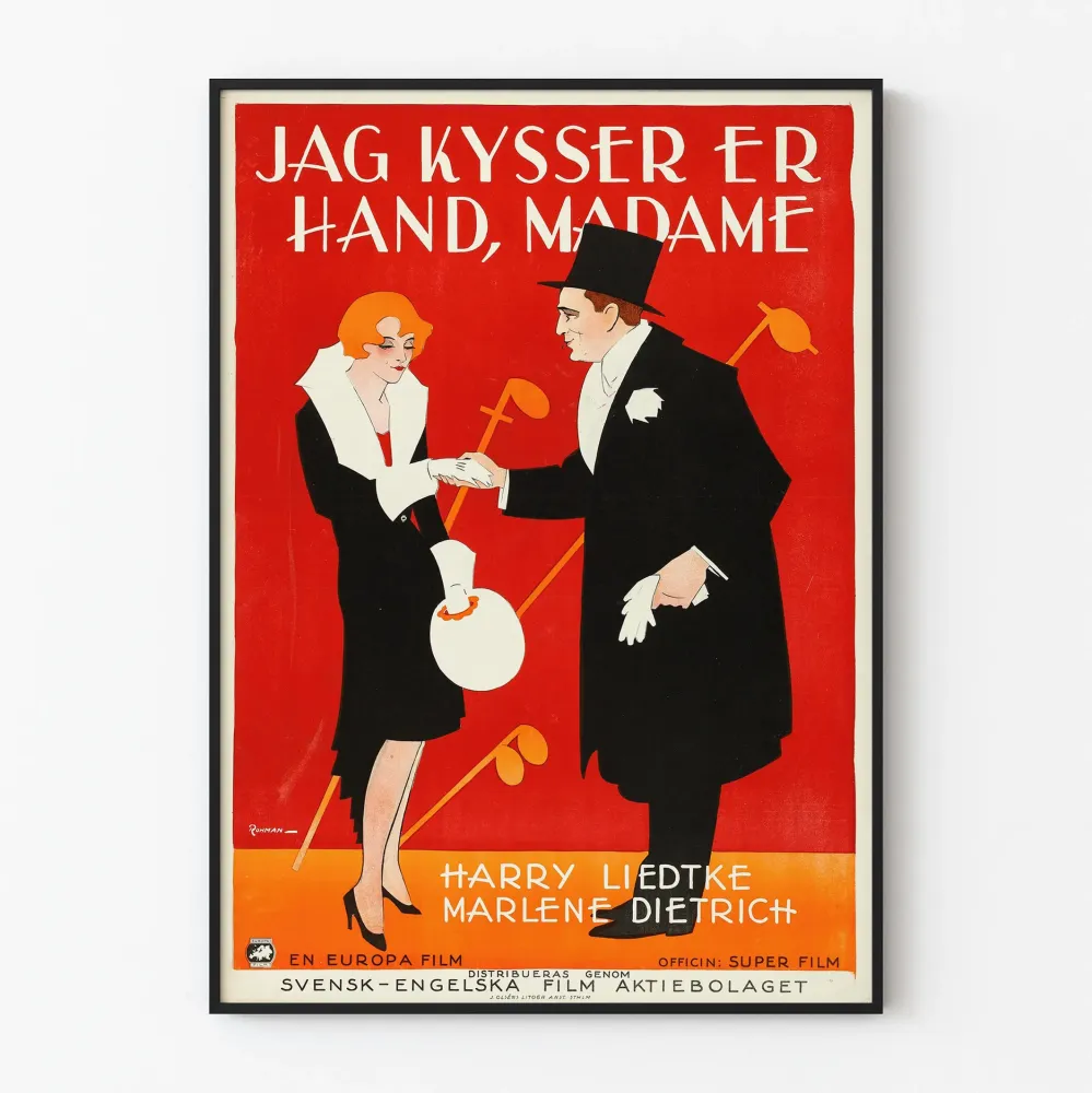 Vintagejuliste 'I KISS YOUR HAND, MADAME' tyylikäs seinäkoriste