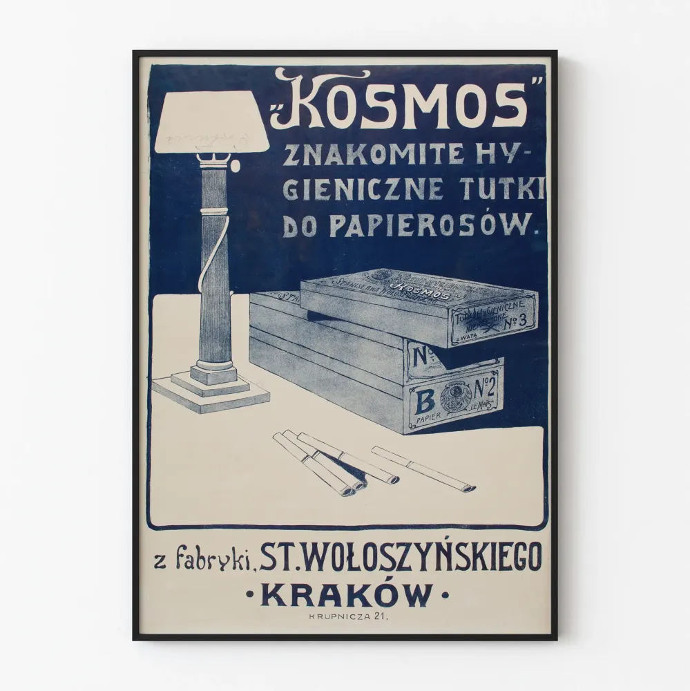 Vintagejuliste KOSMOS - Teollinen retroseinäkoristelu