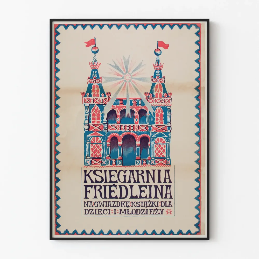 Vintagejuliste Ksiegarnia Friedleina alkuperäinen seinäkoriste