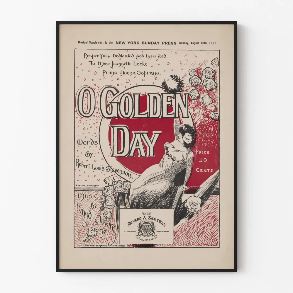 Vintagejuliste O Kultainen päivä - Musiikkiseinäkoriste 1901